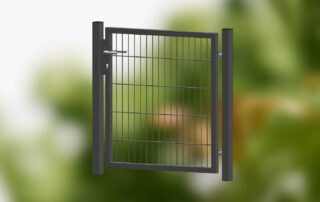 Das Bild zeigt eine Gartentür oder Nebeneingangstür in leichter Ausführung in anthrazitgrau.